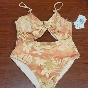 L*Space Womens Swimsuit Eco Chic Econyl Kyslee One Piece Neutral Tones Size 6